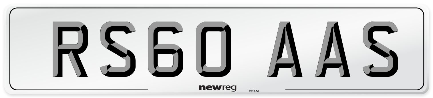 RS60 AAS Number Plate from New Reg